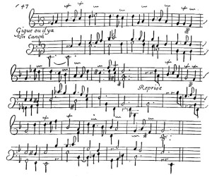 Suite Chambonnières: Gigue aus der 4. seiner Cembalosuiten von 1670 (Jacques Champion de Chambonnières)