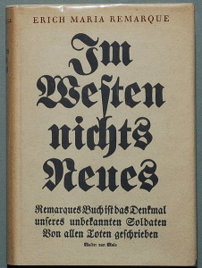 Erich Maria Remarques Roman zum Ersten Weltkrieg, "Im Westen nichts Neues" (1929), war die Vorlage für die gleichnam,ige Oper von Nancy van de Vate, uraufgeführt 2003 in Osnabrück(H.-P. Haack).