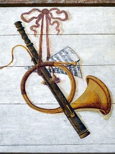 Auf der Orgelempore der kapelle zu Burg Reichenstein finden sich Fagott und Horn im Ensemble - wie in Franz Berwalds beliebtem Quartett (Wolfgang Sauber, 2013)