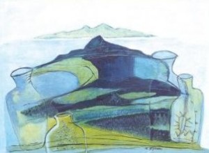 Ausschnitt aus dem Coverbild Silent Landscape #2 von Jun Fujihara ( zu der brillanten Aufnahme des 2. Gitarrenkonzerts von Alan Hovhaness mit dem Royal Scottish National Orchestra (Naxos 2007, Foto: Michael Ter-Minasian).