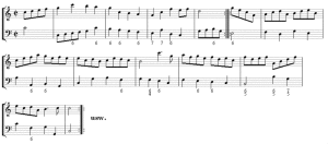 Ein "typisches" Beispiel der Gavotte mit halbtaktigem Auftakt lieferte Händel in seiner Sonate Op. 1 No. 7 im 4. Satz: A Tempo di Gavotti (Mussklprozz 2005).