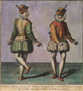 Mailändische Ballettänzer, die gerade eine Gagliarda aufführen, um 1580 (Cesare di Negri ca. 1775, p.d.)