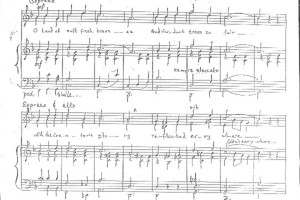 In der Original-Handschrift: die Hymne Beloved Cayman Islands ()