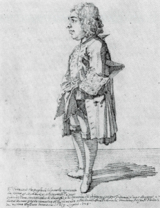 Francisco António de Almeida beglückte das Publikum in Lissabon gegen Mitte des 18. Jahrhunderts mit seinen Singspielen und Kantaten (Pier Leone Ghezzi: Karikatur, Archivo veneziano, p.d.).