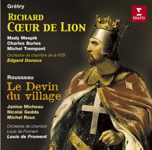 Auch in der zweiten Hälfte des 18. Jahrhunderts stammten viele Librettostoffe der französischen opéra comique noch aus dem Genre der tragédie lyrique: Auf dieser CD mit dem Orchestre de Chambre Louis de Froment sind zwei komische Opern - von J.-J. Rousseau und André Grétry - gekoppelt (B000063XQN, EMI 2003).