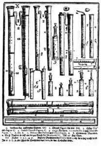 In Michael Praetorius' Instrumentenlehre erscheinen die Dulziane historischer und zeitgenössischer Bauart übersichtlich nebeneinander aufgereiht (Syntagma musicum, ).