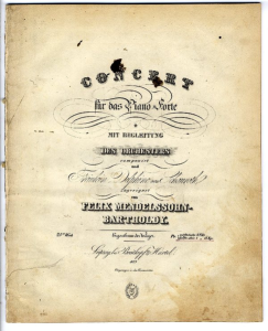 Titelseite des etwa 1847 bei Breitkopf & Härtel gedruckten 1. Klavierkonzerts von Felix Mendelssohn-Bartholdy (5.1.2012, p.d.)