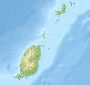 Reliefkarte des Grenada-Atolls in der Südostkaribik (Uwe Dedering, 24.12.2010, GNU Free Doc. Lic.).