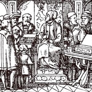 Der Renaissancekomponist Tielman Susato (ca. 1510 - 1570) trug 1551 zur musikalischen Aufzeichnung des Schreittanzes bei (Vingt et six chansons musicales & nouvelles, 1545, 13.12.2011).