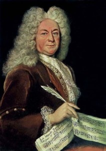André Danican Philidor (gest. 1730) arbeitet auf diesem Porträt gerade an einem politisch-repräsentativen Marche royal. Schlagwerk kommt bei seinem Marche de timballes zum Einsatz (SP DP old, p.d.).
