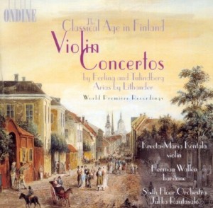Die CD mit einer Auswahl finnischer Violinkonzerte bietet ausschließlich Weltersteinspielungen, unter anderem ein Konzert von Erik Tulindberg (B00005B9LG, Ondine, 2001).