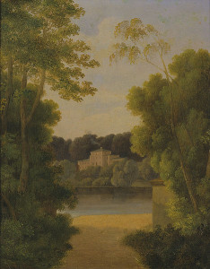 Einen mehr als geeigneten Rahmen für ein Ständchen oder eine Serenade könnte der Park von Schloss Sophienholm nördlich von Kopenhagen abgeben (Gemälde von J. J. Lund vor 1867, Thorvaldsens Museum, US p.d.).
