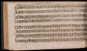 Aus "Psalm Singer's Amusement" - einem Choralbuch vom ersten auf amerikanischem Boden geborenen Komponisten in den USA, William Billings (Yale University, US p.d.).