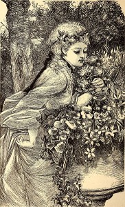 Ein Thema, dessen sich Susan Hawkins in einer mehrteiligen Ballettkomposition annahm: die vergängliche Schönheit, hier durch ein Nachtschattengewächs symbolisiert (aus: American etiquette and rules of politeness, Houghton, Walter Raleigh 1883, flickr, p.d.)