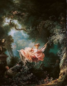 Eine Damenpantolette lässt den heimlichen Schuhliebhaber erröten: Fragonards 'Les Hasards heureux de l'escarpolette' (1787-68, p.d.).