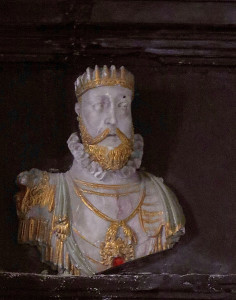 Die Alabasterbüste des dänischen Renaissancekönigs Frederik II. ist heute im Historischen Museum von Lund (Schweden) zu sehen (ca. 1577, Orf3us, GNU Free Doc. Lic.).