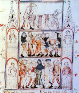 An der Zeitenwende von der Ars Antiqua zur Ars Nova steht der Roman de Fauvel, in dessen musikalischer Ausgestaltung durch Philippe de Vitry die ersten Beispiele für kolorierte Noten (farbige Mensuralnotation) zu finden sind (Original: Bibliothèque nationale de Paris, CC-Liz.).