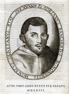 Adriano Banchieri (1568 - 1634) komponierte um 1603 als Beispiel für eine frühe instrumentalmusikalische Fantasie seine 'Fantasia in eco' (Cartella musica, Venezia, Giacomo Vincenzi 1614, ritratto 1613, p.d.).