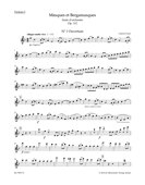 Notenbeispiel aus der aktuellen historisch-kritischen Ausgabe der 'Masques et bergamasques' von Gabriel Fauré (Original komp. 1919; hier Bärenreiter Verlag)