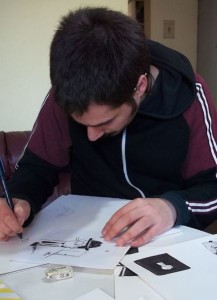 Die Comicarbeiten von Guillermo Galindo fanden neben anderen (audio-)visuellen Repräsentationen ihr Forum in Acevedos Ausstellung zum Berliner CTM-Festival 2017 (Carmosg, 10.5.2012, CC-Liz.).