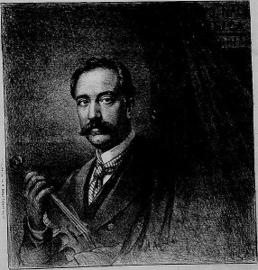 Leopoldo Minguez (1850 - 1902) zur Ehrung als Direktor der Staatlichen Musikhoschschule Rio de Janeiros anlässlich seines Gedenkens (8.7.1902, Don Quixote VIII no. 155, p.d.).