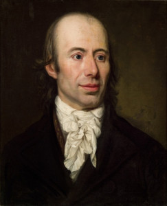 Johann Heinrich Voss parodierte in seinem Idyll 'Der Abendschmaus' die Antike - Timo Brunke projizierte die Idylle mit 'TetraOde im Übermarkt' in einen Supermarkt ... (Georg Friedrich Adolph Schöner 1797, Gleimhaus Halberstadt, p.d.).