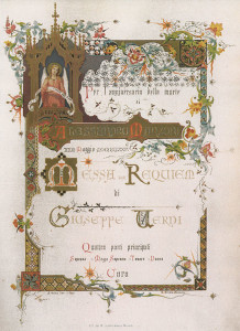 Zum Gedenken an Schächters Aufführung von Verdis 'Messa da Requiem' im Konzentrationslager Theresienstadt: Kultureller Widerstand gegen die Barbare des NS-Regimes (Titelblatt Ricordi 1874, It. p.d.)