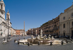 Im vierten "Bild" der Feste Romane (1929) stellt Ottorino Respighi die Piazza Navona während des nächtlichen Dreikönigsfests plastisch vor Ohren und Augen (Myrabella, 5.8.2009, CC-Liz.).