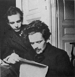 Béla Bartók mit Zóltan Kodály beim Partiturstudium (Aladár Székely, US p.d.)