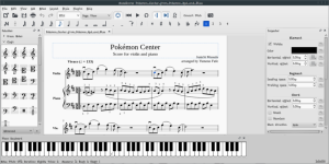 Einblick in die Oberfläche des Notensatzprogramms MuseScore 2.0 für Linux (12.1.2016, free lic.)